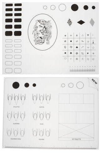 FRCOLOR Silicone Nail Training Mat DIY Nail Art Stamping Mats Workspace Manicure Mat Template Sheet for Application Practice