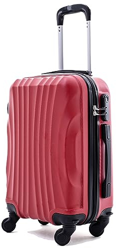 R.Leone Ryanair 55x40x20cm Valigia Trolley Bagaglio a mano Rigido Ultraleggero in ABS 4 Ruote smontabile Rimovibili Autonome 20373N (Valigia 55X40X20cm, Rosso)