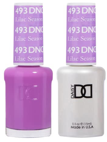 DND Gel Polish Set, Purple Collection, UV/LED Gel Polish and Air Dry Nail Lacquer, Matching Chip-Free Polish Duo, 493 Lilac Season, 0.5 Fl Oz