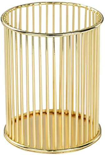 Gold Metal Pen Holder For Desk Gold Makeup Brush Organizer Pencil Cup Holder Desk Organizer Gold Pen Pot Pen Holder Metal Pencil Cup Holders Makeup Brushes Cup Pencil Holders Office&Home Organizer