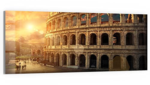 DEQORI Glasbild Echtglas | Motiv Colosseum im Abendlicht | horizontal einteilig 125x50 cm | schöne Dekoration | Wandbild für Wohnzimmer, Schlafzimmer, Flur & Küche | moderne Wanddeko