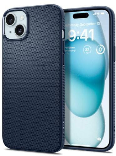 Spigen Liquid Air Case Compatible with iPhone 15 Plus - Navy Blue