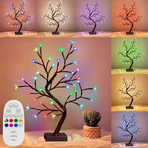 Vanthylit Multicolour Cherry Blossom Light up, 36 LED Bonsai Tree Colour Changing, RGB Lighted Spirit Tree for Indoor/Outdoor Home Party Holiday Decoration