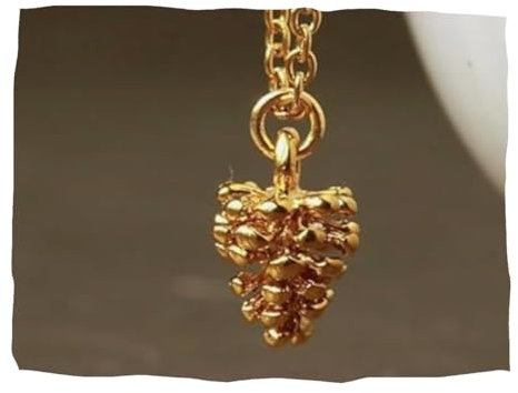 Ladyville Tannenzapfen Halskette vergoldet als minimalistischer Herbst Schmuck