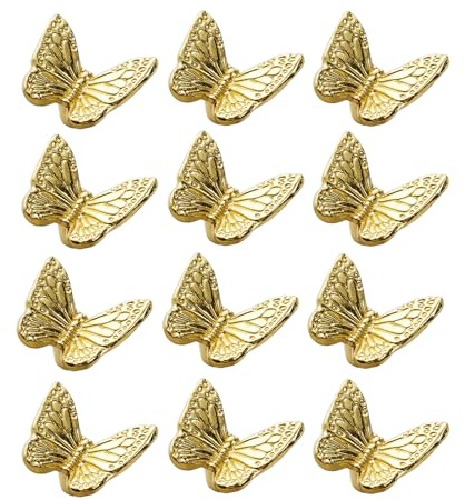 12 Stück Schmetterling Schublade Knöpfe Türknöpfe Kreative Möbelknöpfe Griffe Schrankknöpfe mit Schrauben Kleiderschrankknöpfe für Schublade Schranktür (Gold)