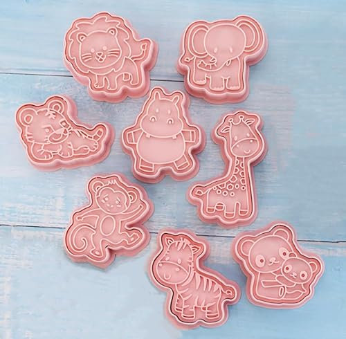 RUIYWEN Set di 8 Formine Biscotti Animali Forestali 3D Stampini in Plastica Tagliabiscotti per Biscotti Torte Fondant Cioccolato per Bambini