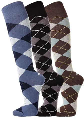 FussFreunde 6 Paar Reitersocken mit Karo Mustern und Anti-Loch-Garantie