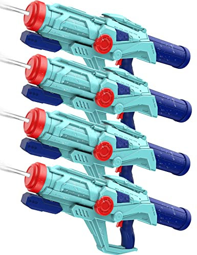 Wasserpistole, XXL Water Soaker Gun 33 ft Long Shooting Range Powerful Blaster mit 750ML Großer Super Pistole Spielzeug für Sommer Draussen Wasser Spielzeug Erwachsene & Kinder (4 PCS)