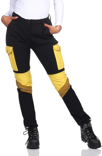 Rock Creek Damen Softshellhose Outdoor Hosen Wanderhose Sporthose Regenhose Damenhosen Outdoorhose Wasserdicht Taschen Softshell Hosen D-483 Gelb XS