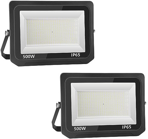 loyal LED Strahler Außen Fluter Aussen: 500W Superhell Scheinwerfer 6000K Kaltweiß 50000LM - IP65 Wasserdicht Verstellbar mit Bügel für Garten, Garage, Sportplatz