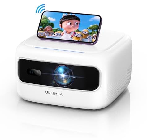 ULTIMEA 5G WiFi Portable Projector, Full HD 1080P Decoding Mini Projector 300 ANSI Lumens, Electric Focus, Low Latency, Outdoor Movie Projector Compatible with iOS Android Phone, TV Stick, Apollo P10