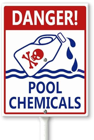 Horienteeon Pool Chemicals Hofschild mit Heringen, 20 x 30 cm, stabiles Aluminiumschild, rostfrei, Pool-Regeln, Poolschild für Schwimmbäder, Rives, Warnschilder