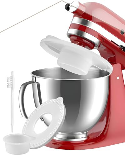 HOMGEN Stainless Steel Mixer Bowl Fit for KitchenAid 4.5-5QT Tilt-Head Mixer Dishwashable 5 Quart Mixing Kitchenaid Bowl with Handle with Cleaning Brush &4.5-5QT Fermenting Cap (NOT with Machine)