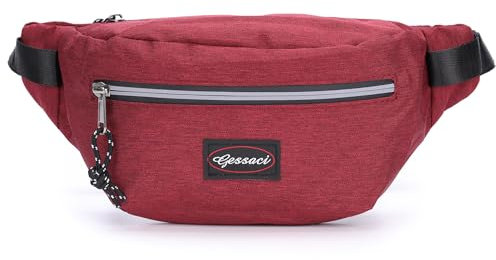 Leoodo Hüfttasche Damen Herren Gürteltasche Bauchtasche mit Reißverschluss Outdoor Geldgürtel für Arbeit Wandern Reise Hundebesitzer Sport, Damen Tasche:Rot