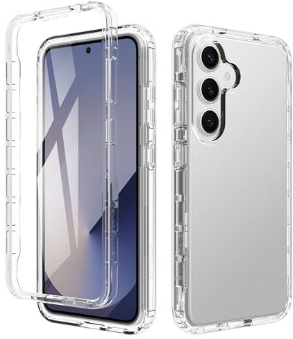 ESHUYI® Trasparente Cover per Samsung Galaxy S25 Custodia in silicone a Antiurto 360° con Protezione per lo Schermo Integrata, Caso Protettivo Antineve e Antipolvere, Trasparente
