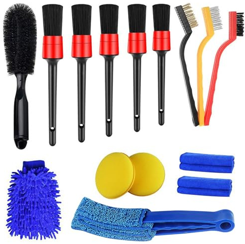 HXUING 15 Pièces Pinceau Detailing Auto, Brosse Douce de Nettoyage d'intérieur de Voiture Brosse de Nettoyage à Poils Souples, Convient au Nettoyage de l’intérieur des Voitures (B)