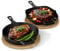 KAISERTAL® 27cm Grillpfanne & 30cm Gusseisenpfanne Set - Pfannen für Fleisch, Gemüse & Fisch - voreingebrannte Gusspfannen sind Backofen- & Induktionsgeeignet