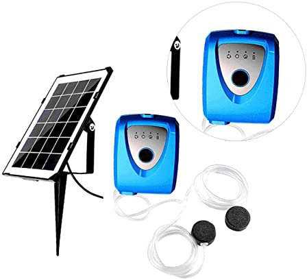 DRESSOOS Solar-powered Aquarium Pump Fish Tank Oxygen Pump Dual Blowhole Quiet 35db Rechargeable Outdoor Fishing