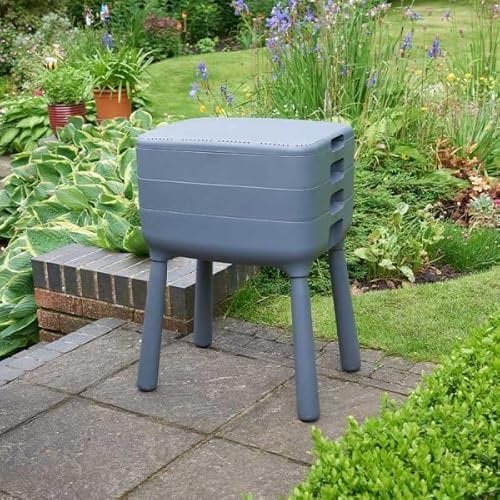 Garden Mile 3 Tray Wormery Composter - Worm Compost Bin Outdoor, Complete Worm Composter Kit Large Outdoor Compost Storage Bins for Recycling Food Waste, Organic Waste Compost