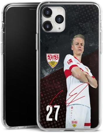 Silikon Hülle kompatibel mit Apple iPhone 11 Pro Max Case transparent Handyhülle VfB Stuttgart Chris Führich Offizielles Lizenzprodukt