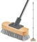 Wire Broom with 150cm Handle, Heavy Duty Wire Brush for Patio Garden Moss Algae Weed Removing, Hard Stiff Metal Brush Outdoor Floor Scruber for Cleaning Yard Roof Deck