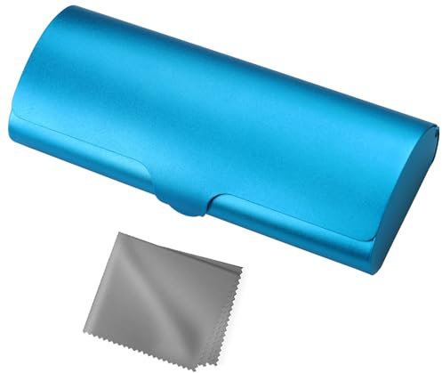 Eyglajdd Leichtes Brillenetui Hardcase Aluminium, Metall Hartschalen Etui mit Mikrofasertuch für Brillen und Lesebrille, geeignet für Damen und Herren