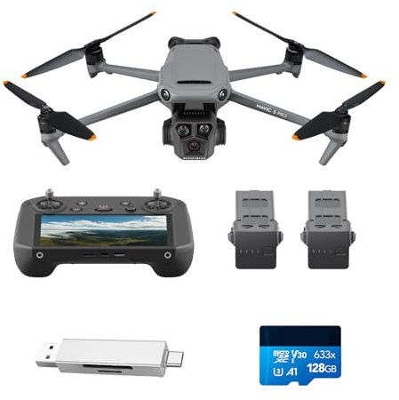 DJI Mavic 3 Pro Fly More Combo Bundle mit DJI RC Pro (leuchtstarker Bildschirm), 4/3 CMOS Hasselblad-Kamera, drei Intelligent Flight Batteries, Ladestation, ND-Filterset, Kameradrohne