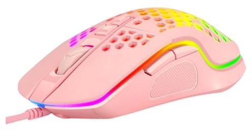 Angoily Souris De Jeu Luminiscente Filaire pour Ordinateur Bureau Et Portable, Design Créatif Troué, Couleur Rose, Dédiée Aux Joueurs Jeunes Et Amateurs De Gaming
