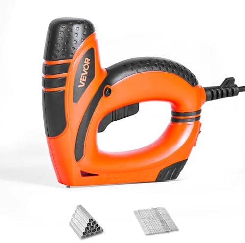 VEVOR Electric Nail Gun, 2-in-1 Staple Gun Brad Nailer, 18 Gauge 5/8 inch, Stapler Brad Nailer with 1000 Pcs Staples and 1000 Pcs Brad Nails, Non-Slip Rubber Grip, for Woodworking and DIY Projects