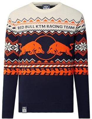 Red Bull ENERGY WEAR KTM Racing Winterpullover, Offizieller Fanartikel, Mehrfarbiger Weihnachtspullover mit Logo & Wintermuster