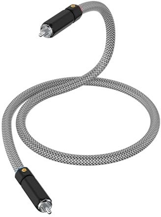 Audiophiles HTD4RCA1m - Cavo audio digitale coassiale RCA da 75 Ohm, in rame, schermatura multipla con connettore RCA placcato in argento, per subwoofer, amplificatore, TV, audio HiFi