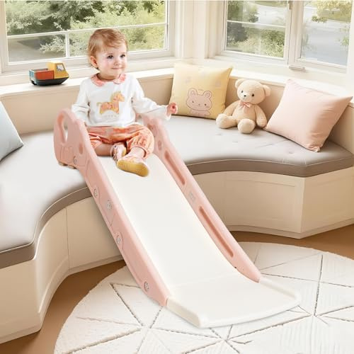 Mini scivolo per divano, scivolo per bambini, per letto o divano, attrezzatura da gioco per interni ed esterni, per ragazzi e ragazze (rosa)