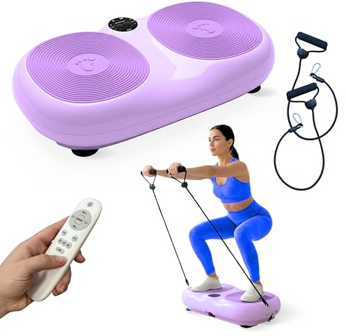 Mobiclinic®, Plataforma Vibratoria, 99 Niveles, 9 Programas de Entrenamiento, Bandas Elásticas y Mando, 200W, Tonificación y Entrenamiento Cuerpo Completo, Ideal para casa, hasta 150 kg, Karol