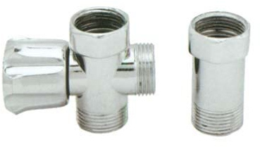 2PZ RUBINETTO A VITE 3 VIE X LAVATRICE + DISTANZIATORE OTTONE CROMATO 3/4MMF