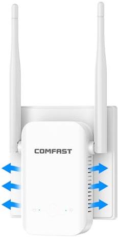 COMFAST N300 WiFi Extender Booster WiFi Booster for Home/Office Easy Setup | WiFi Range Extender Internet Booster, WPS Function, Signal Indicator, UK Plug, Works with Any WiFi Router