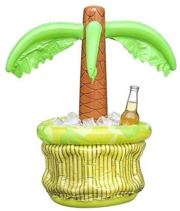Inflatable Palm Tree Drink Cooler, Tropical Hawaiian Design Inflatable Ice Bucket with Large Capacity for Beverage Chilling Pool Beach Outdoor Picnics BBQ Gathering