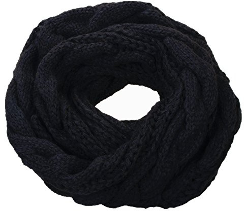 NEOSAN Womens Thick Ribbed Knit Winter Infinity Circle Loop Scarf Twist Black