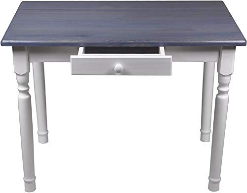 Magnetic Mobel Esstisch mit Schublade Küchentisch Tisch Massiv Kiefer Speisetisch massiv (60x120 cm, Grau)