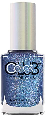 Color Club Holographic Nail Lacquer Oh the Irony Blue Nail Varnish Glitter Long Lasting, 15 ml