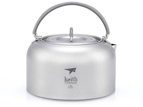 Keith Titanium Wasserkocher - Premium Leichter Campingwasserkocher zum Kochen von Wasser, Tee und Kaffee - Robuster, hitzebeständiger tragbarer Wasserkocher mit intelligenter Ausgussöffnung (1L)