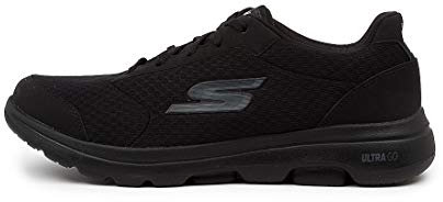 Skechers Gowalk 5 Qualify-Athletic Mesh Lace Up Performance Walking Shoe, Scarpe da Ginnastica Uomo, Black Textile Synthetic Trim, 44 EU X-Larga