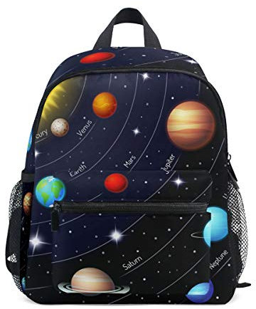 Linomo Pädagogisch äußere Weltraum Universum Planet Rucksack Daypacks Schultertasche Büchertasche Laptop Reisen Vorschule Kleinkind Rucksäcke Kindergarten Schulrucksack für Kinder Mädchen Jungen
