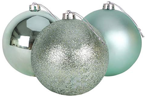 Christmas Concepts® 3-150mm extra große Kugeln - Glänzendes, Mattes und Glitter-Design - Weihnachtsschmuck (Minzgrün)