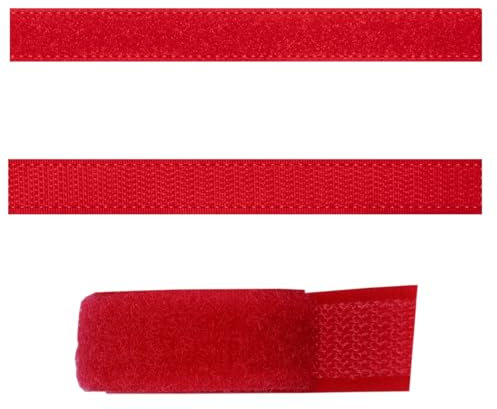 SIMON PIKE 2m x 1,5 cm Klettband rot, (Flausch und Haken im Set), zum Aufnähen, hohe Verschlusskraft, wiederverschließbar, frei zuschneidbar