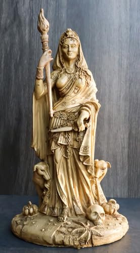 Ebros Gift Heidnische Wicca Gottheit Hekate Statue griechische Göttin der Magie Hexerei & Nekromantik Hekate mit She-Dogs Dekofigur Dreifache Göttin Form Feminismus Symbol Skulptur (Elfenbeinbeige)