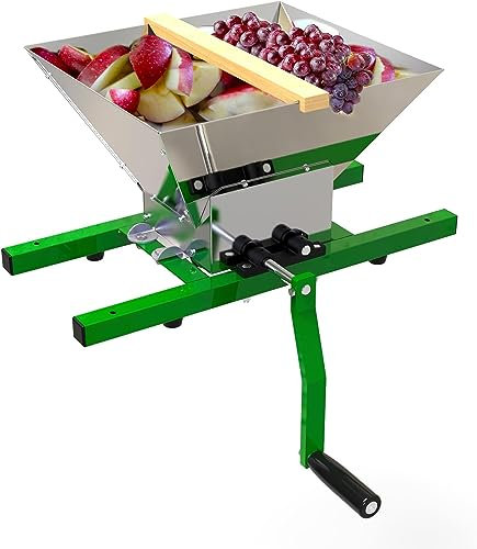 7L Fruit Crusher Portable Apple Pulper Grinder, Manuelle Entsafter Mühle für Wein Cider Pressen (Edelstahl)