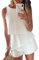 Maavoki Jumpsuit Damen Elegant Sommer Ärmellos Overall mit Rüschen Frauen Oberteile Top und Kurze Hose Weiß Medium