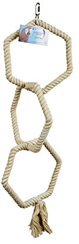 Adventure Bound HEXAGONAL TRIPLE COTTON ROPE BIRD PARROT TOY SWING PERCH CAGE TOY GREY AMAZON