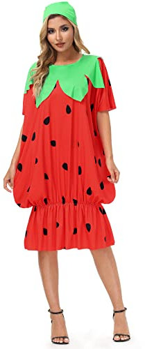 For G and PL Damen Herren Adult Karneval Lustiges Party Kostüme Fasching Erdbeeren Obst L