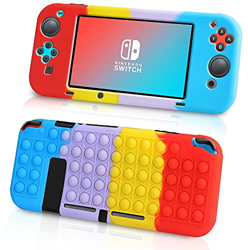 Aolcev Protective Case for Nintendo Switch Case Push Pop Bubble Silicone Anti Stress Toy for Kids Adults Soft Shell Shock-Absorption & Anti-Scratch Cover for Nintendo Switch 6.2 inch